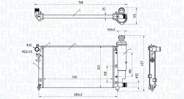 MAGNETI MARELLI 350213181300 Радиатор, охлаждение двигателя
