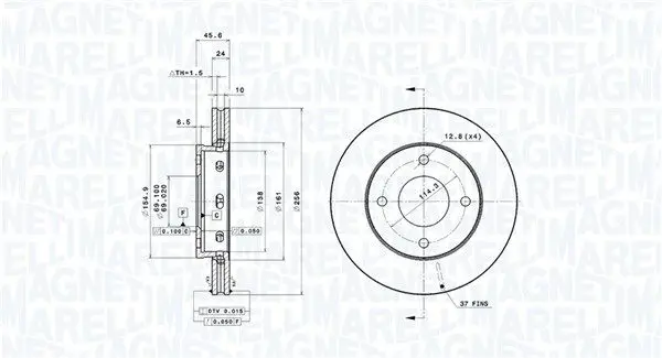 MAGNETI MARELLI 360406069001 Тормозной диск