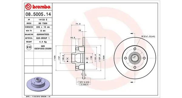 MAGNETI MARELLI 360406048300 Тормозной диск