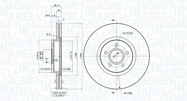 MAGNETI MARELLI 360406077900 Тормозной диск