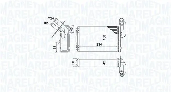 MAGNETI MARELLI 350218405000 Радиатор печки Renau 19/Megane