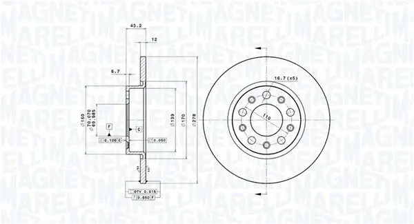 MAGNETI MARELLI 360406011401 Тормозной диск