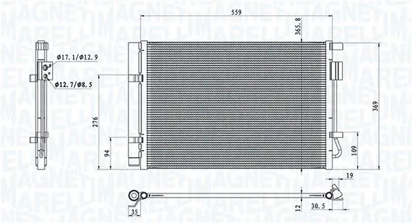 MAGNETI MARELLI 350203100800 Конденсатор, кондиционер