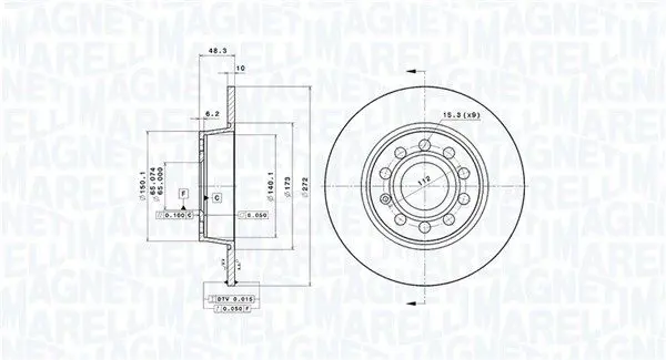 MAGNETI MARELLI 360406107801 Диск тормозной
