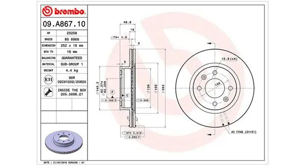 MAGNETI MARELLI 360406112000 Тормозной диск