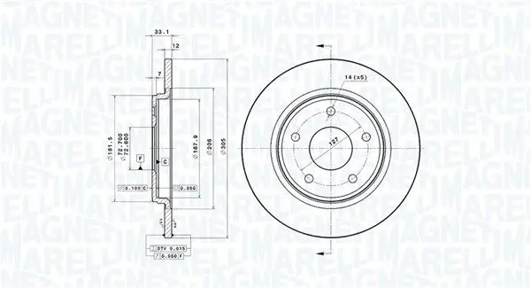 MAGNETI MARELLI 360406115001 Тормозной диск