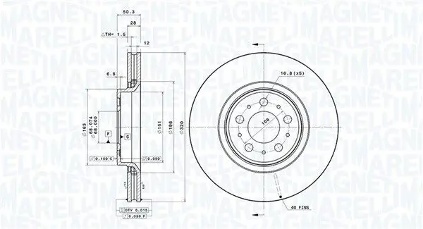 MAGNETI MARELLI 360406077400 Тормозной диск