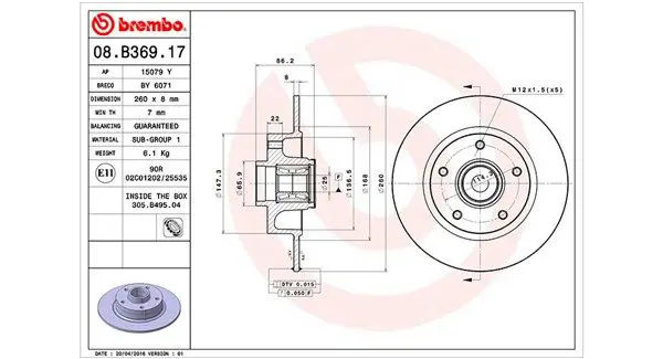 MAGNETI MARELLI 360406119000 Тормозной диск