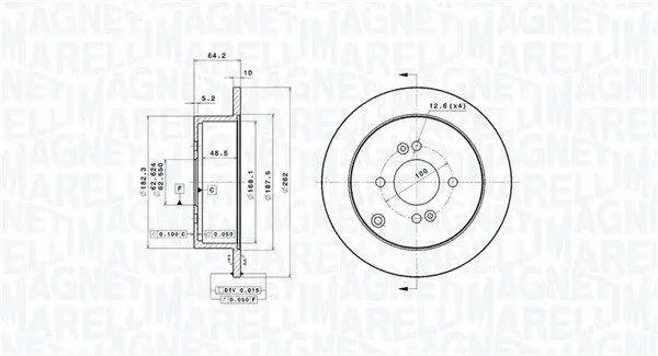 MAGNETI MARELLI 360406092500 Диск тормозной