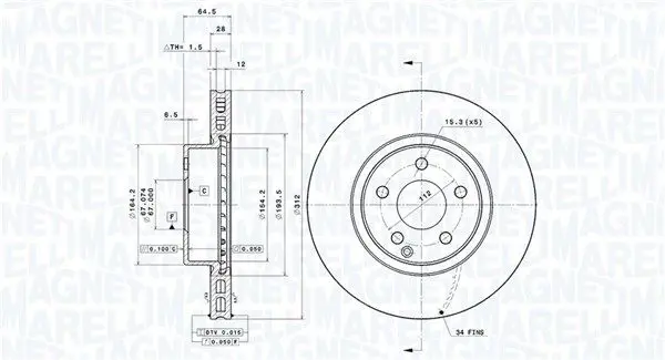 MAGNETI MARELLI 360406008001 Тормозной диск