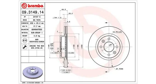 MAGNETI MARELLI 360406042300 Тормозной диск