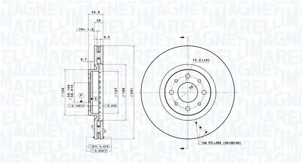 MAGNETI MARELLI 360406010400 Диск тормозной передний Bravo