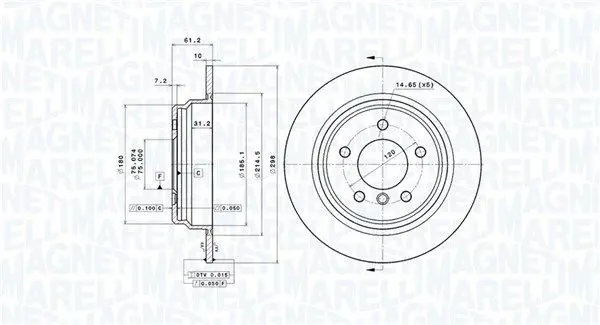 MAGNETI MARELLI 360406016401 Тормозной диск