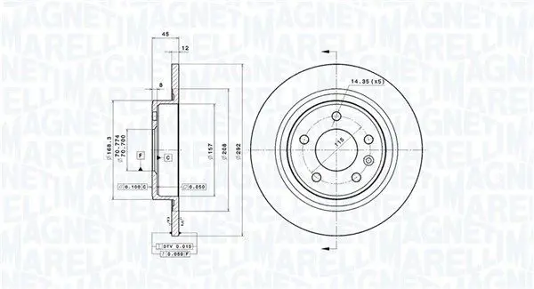 MAGNETI MARELLI 360406107601 Тормозной диск