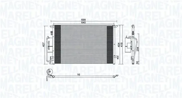 MAGNETI MARELLI 350203892000 Конденсатор, кондиционер