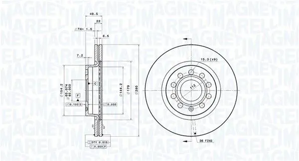 MAGNETI MARELLI 360406002001 Тормозной диск