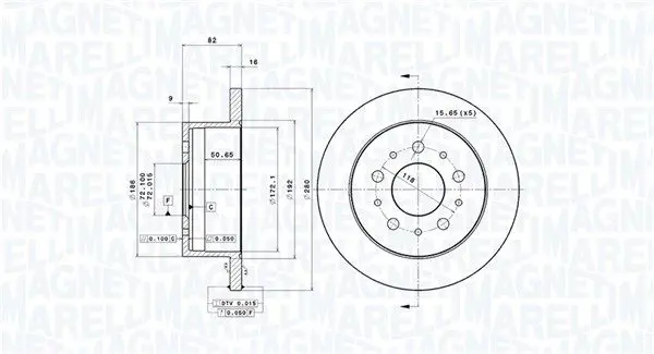 MAGNETI MARELLI 360406023500 Тормозной Диск (1шт)