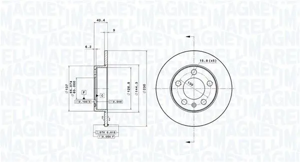 MAGNETI MARELLI 360406049701 Тормозной диск