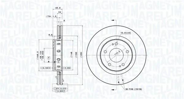MAGNETI MARELLI 360406077101 Тормозной диск