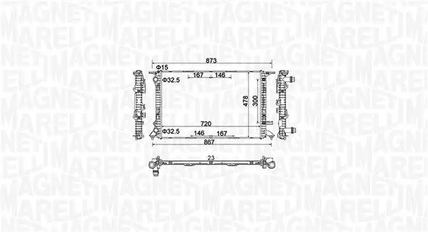 MAGNETI MARELLI 350213152100 Радиатор audi a4, a5, a6, q3,