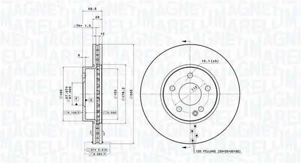 MAGNETI MARELLI 360406007301 Тормозной диск