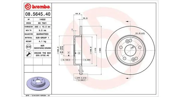 MAGNETI MARELLI 360406043800 Тормозной диск