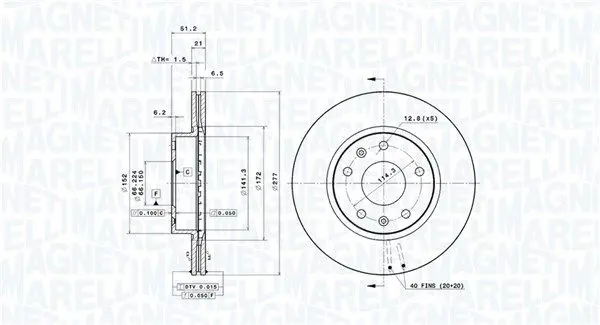 MAGNETI MARELLI 360406002501 Тормозной диск