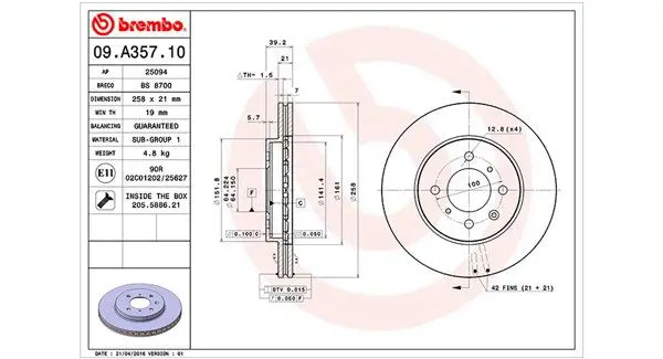 MAGNETI MARELLI 360406063700 Тормозной диск