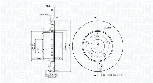 MAGNETI MARELLI 360407100000 Тормозной диск