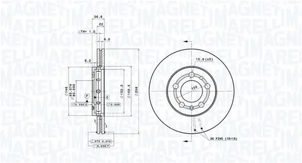 MAGNETI MARELLI 360406049401 Тормозной диск