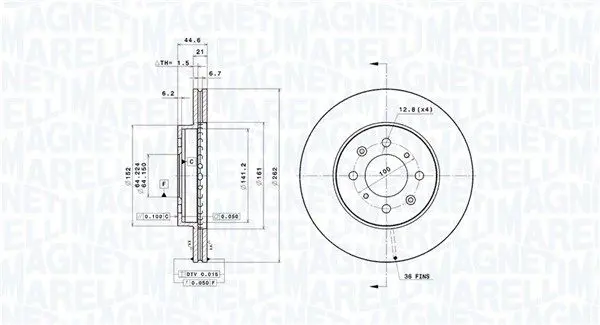 MAGNETI MARELLI 360406059801 Тормозной диск