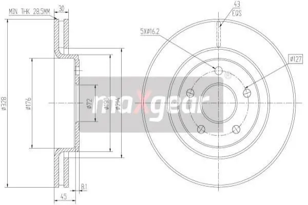 MAXGEAR 192323 Тормозной диск