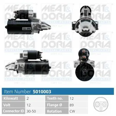 MEAT & DORIA 5010003 —ТАРТЕР 12V 2KW CITROEN JUMPER