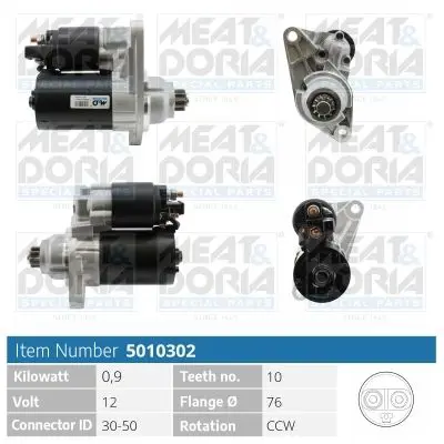 MEAT & DORIA 5010302 Стартер 12V 0 9KW Audi A2