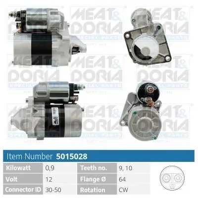 MEAT & DORIA 5015028 Стартер 12V 0 9KW Fiat G.