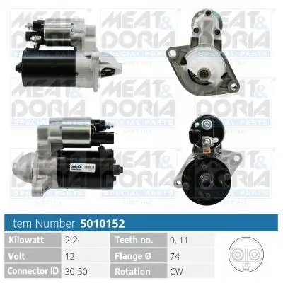 MEAT & DORIA 5010152 Стартер 12V 2 2KW Toyota