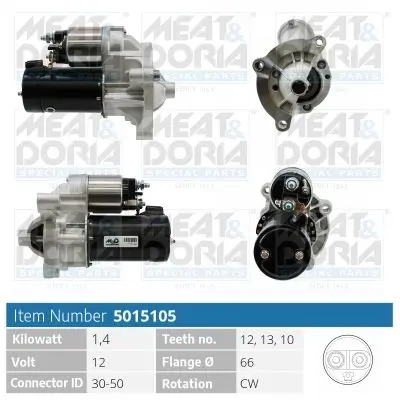 MEAT & DORIA 5015105 Стартер 12V 1 4KW Fiat Scudo