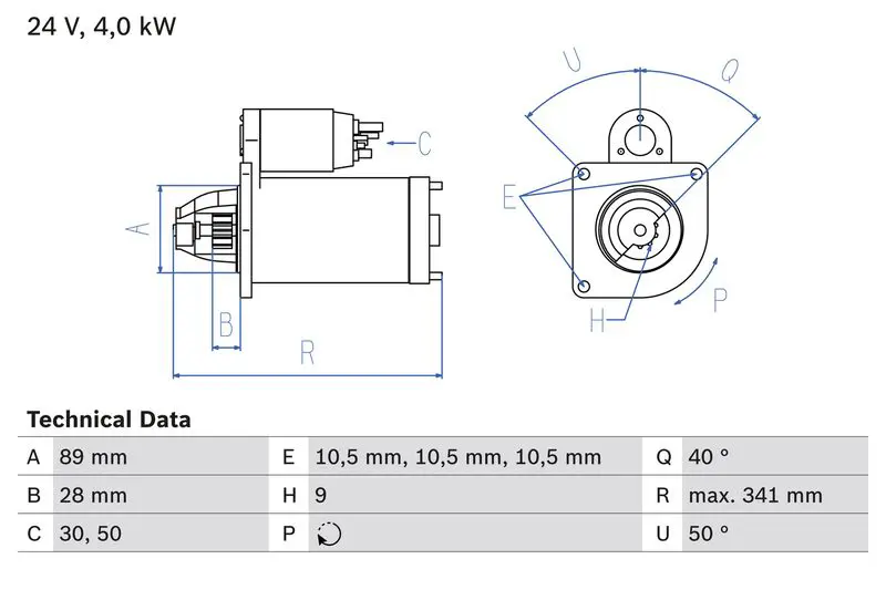 0 986 011 270 СТАРТЕР 24V, 4KW