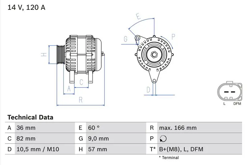 0 986 044 320 ГЕНЕРАТОР 14V, 120A