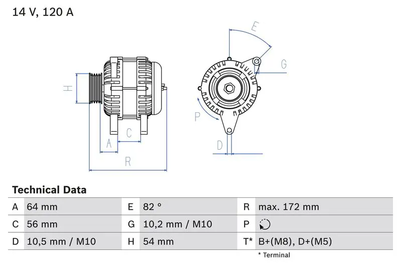 0 986 046 140 ГЕНЕРАТОР 14V, 120A
