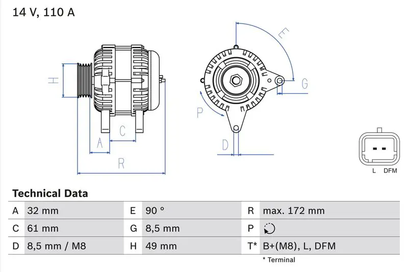 BOSCH 0986080330 Генератор