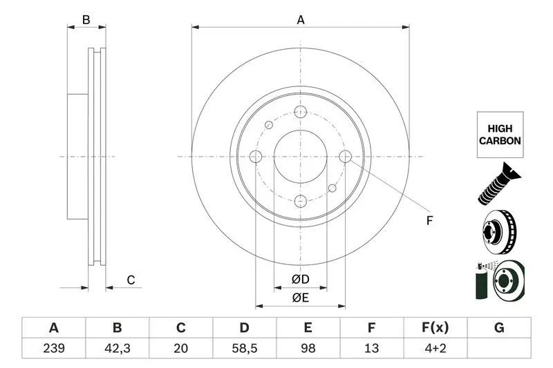 BOSCH 0986479E34 Тормозной диск