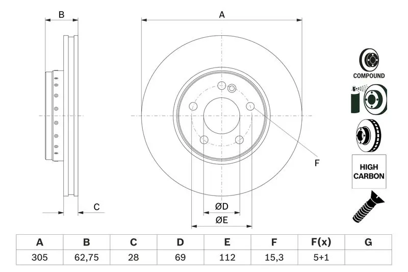 BOSCH 0986479G41 Тормозной диск