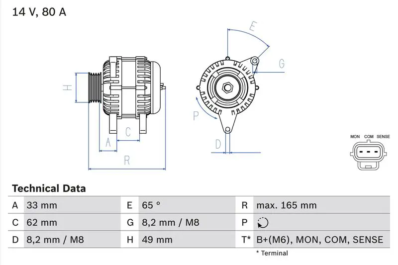 Bosch 0986044671 Генератор 14 v 80 a