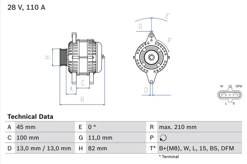 Bosch 0986081870 Генератор BOSCH 0 986 081 870
