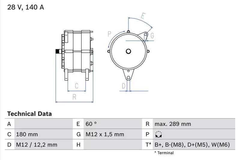 0 986 046 550 ГЕНЕРАТОР 28V, 140A