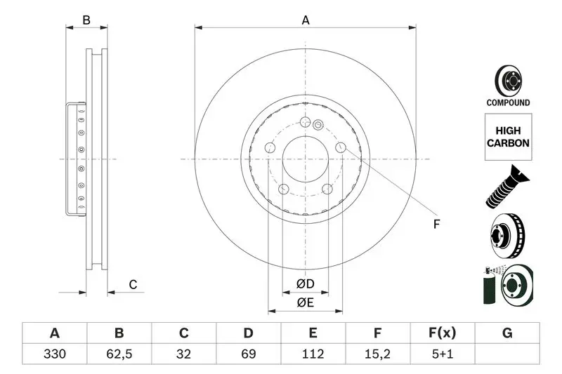 BOSCH 0986479H48 Тормозной диск
