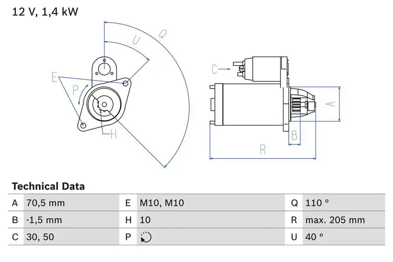 Bosch 0986025960 СТАРТЕР 12V, 1,4KW