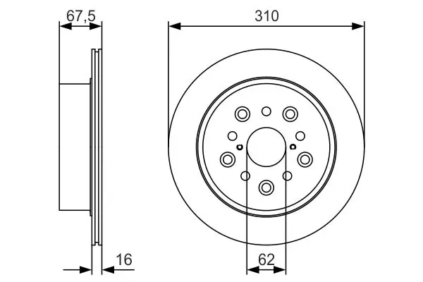Bosch 0986479R25 Диск тормозной задний, LEXUS: