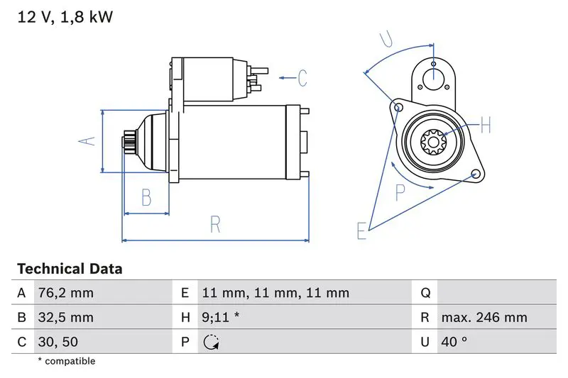 BOSCH 0986017000 Стартер